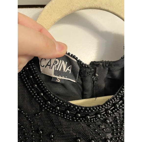 Vtg Black Beaded Cocktail Dress‎ Sz Small Silk Flapper Fairy Whimsigoth Prom - Picture 6 of 13